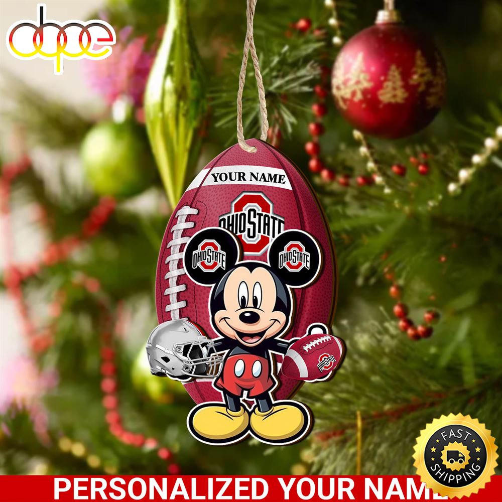 Ohio State Buckeyes And Mickey Mouse Ornament Personalized Your Name