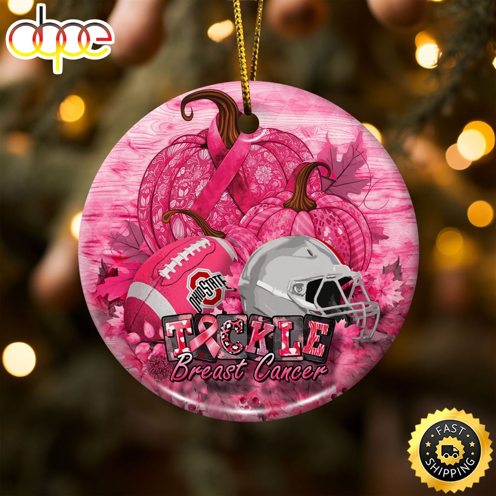 Ohio State Buckeyes Breast Cancer And Sport Team Ceramic Ornament Yq7tvr