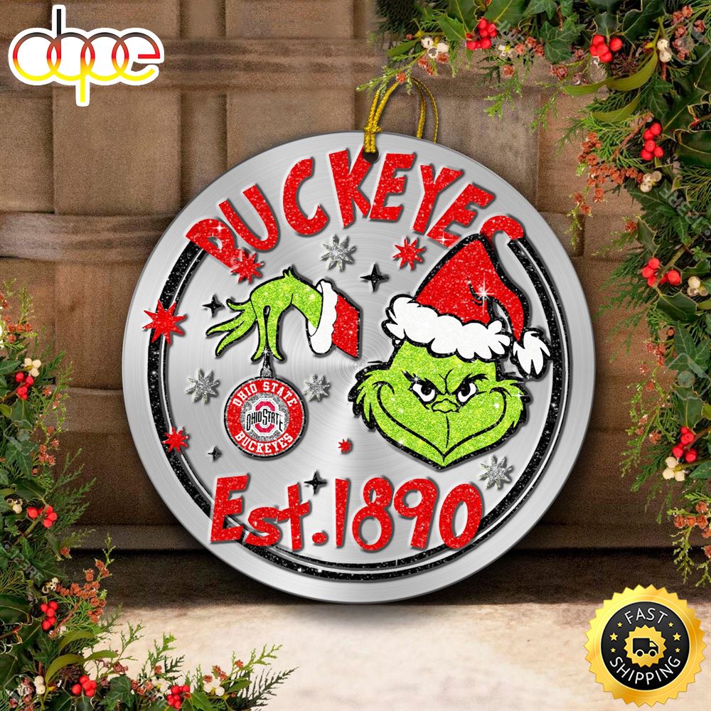 Ohio State Buckeyes Grinch Circle Ornaments Christmas Cvv4g9