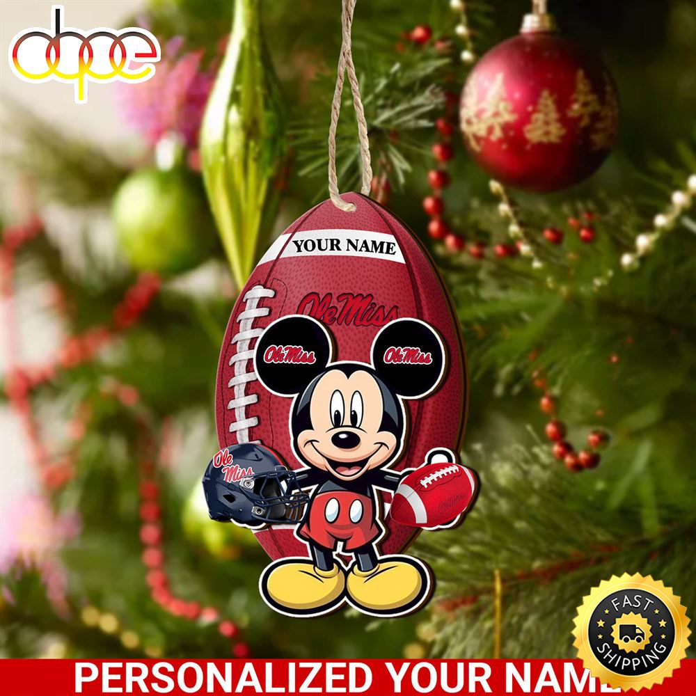Ole Miss Rebels And Mickey Mouse Ornament Personalized Your Name
