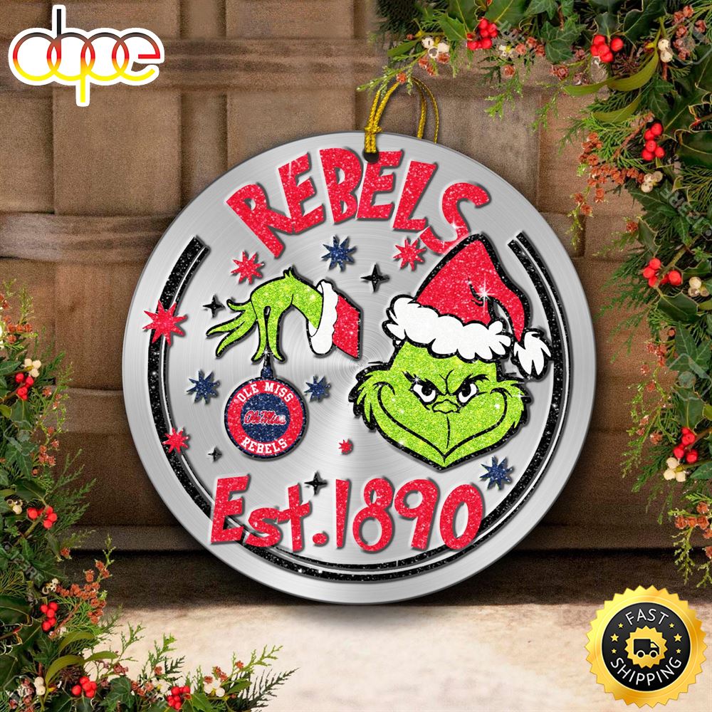 Ole Miss Rebels Grinch Circle Ornaments Christmas A5oplg