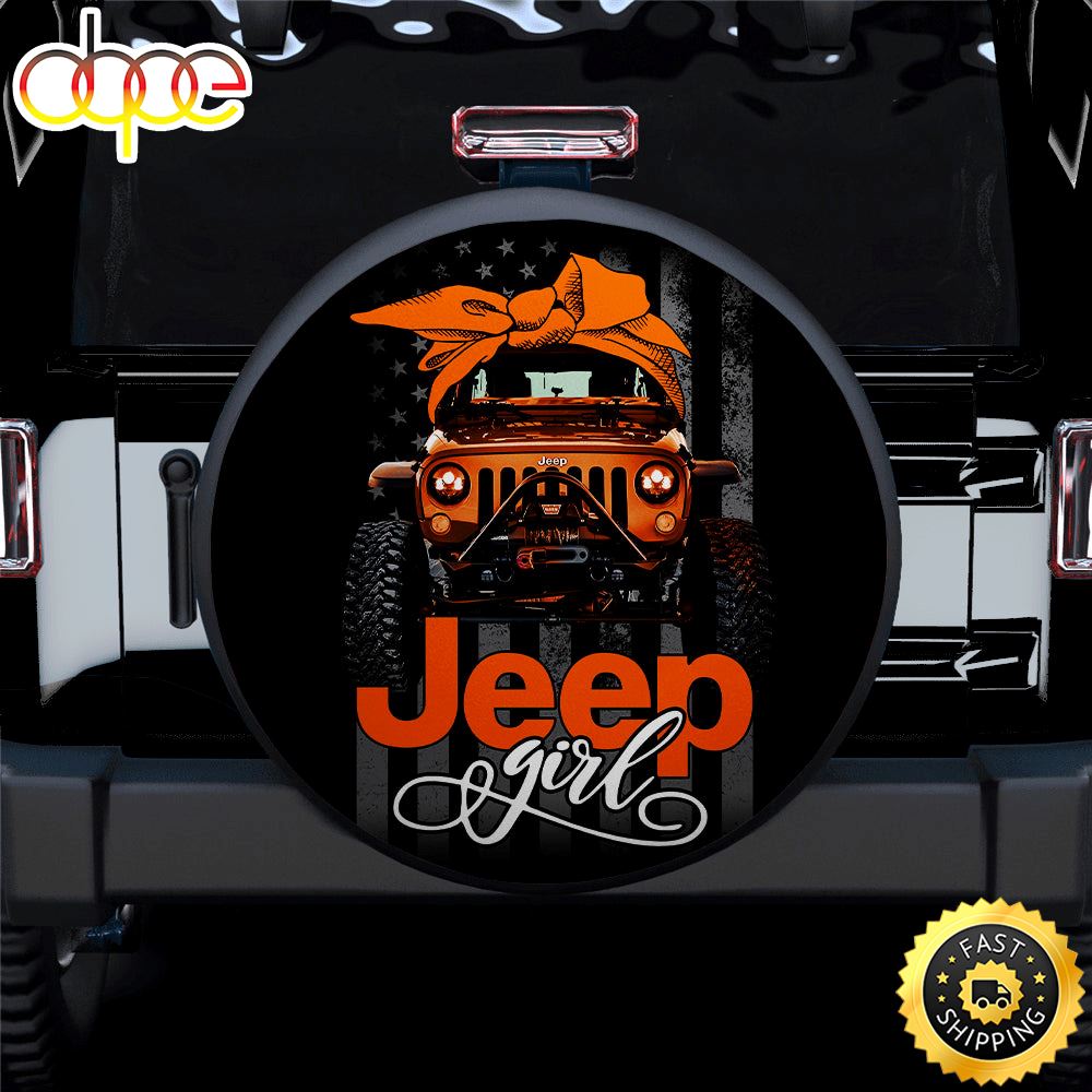 Orange Jeep Girl Car Spare Tire Covers Gift For Campers Kycce9