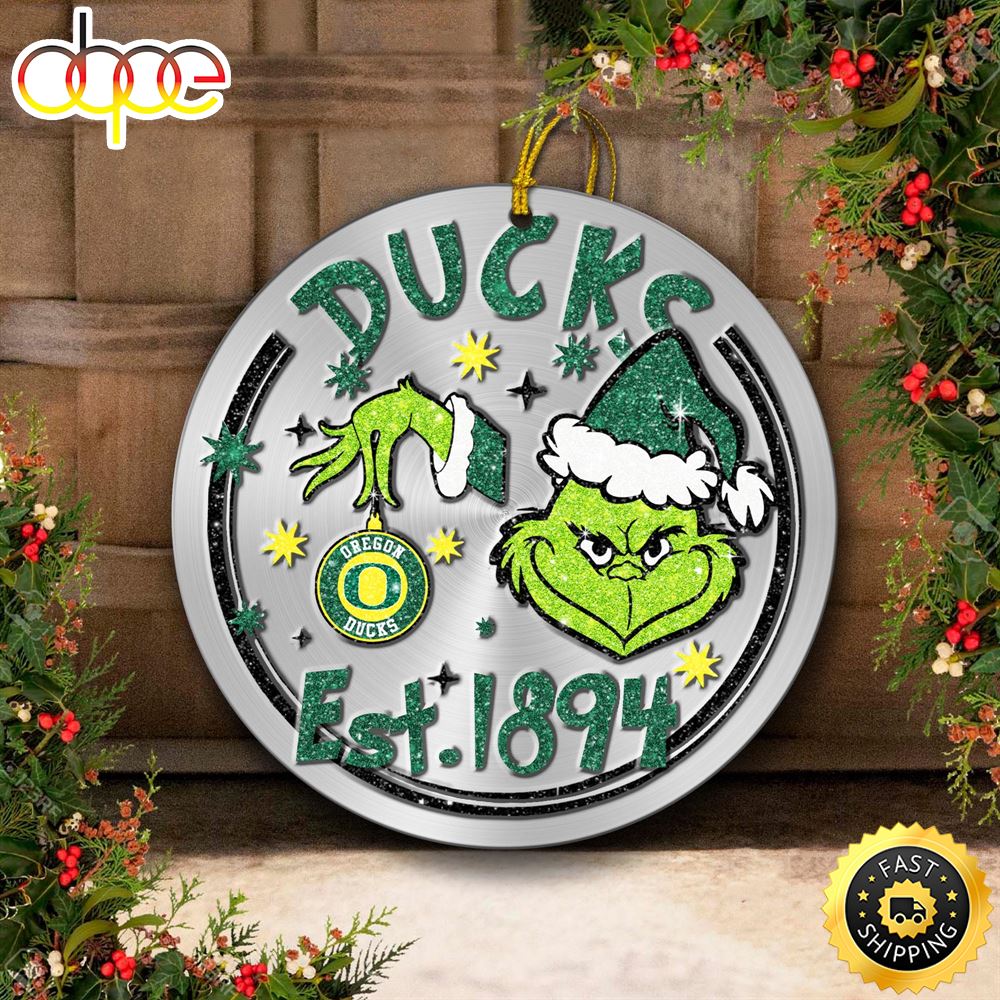 Oregon Ducks Grinch Circle Ornaments Christmas T1cgsr
