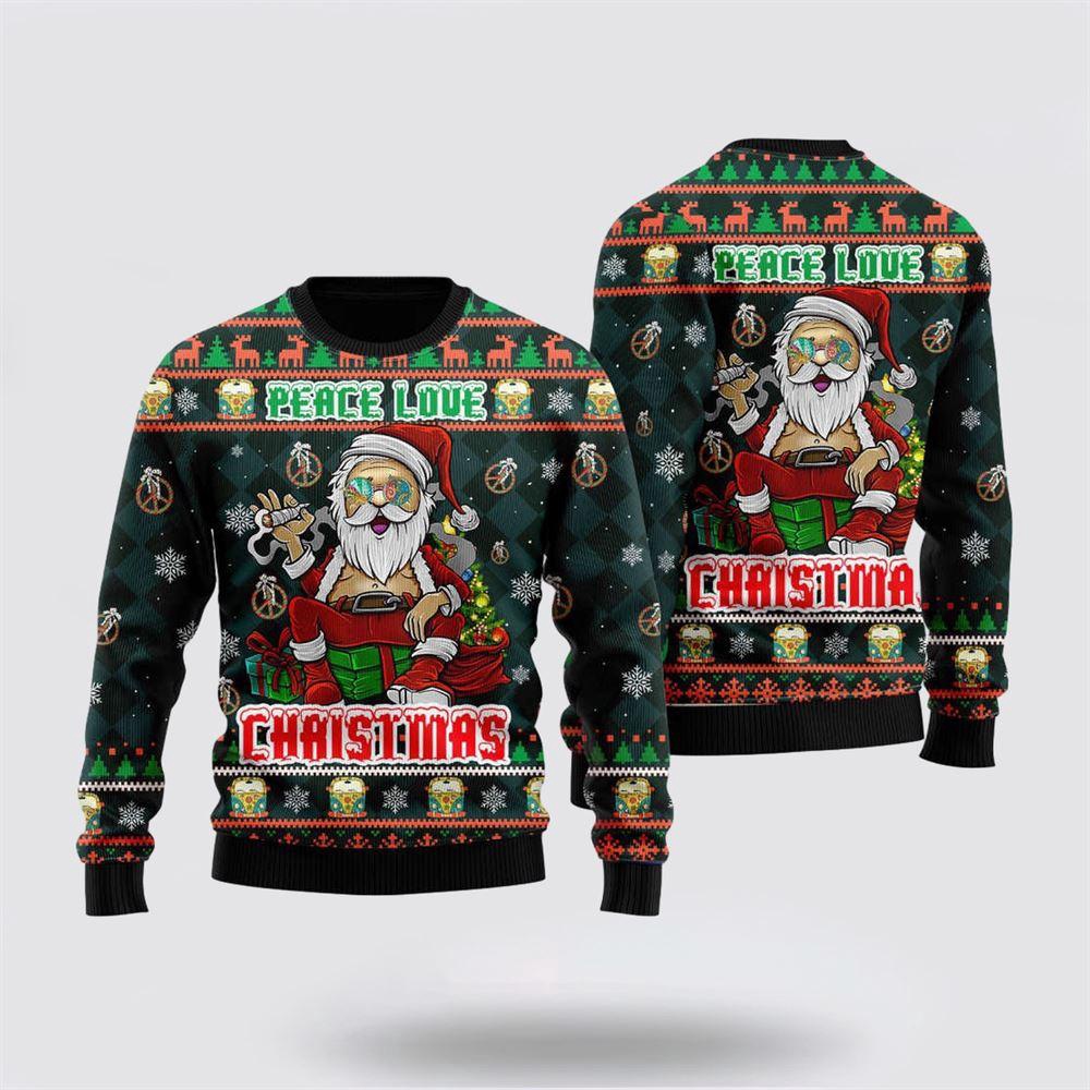 Peace Love Hippie Santa Claus Ugly Christmas Sweater 1 Sweater Lfaocw.jpg
