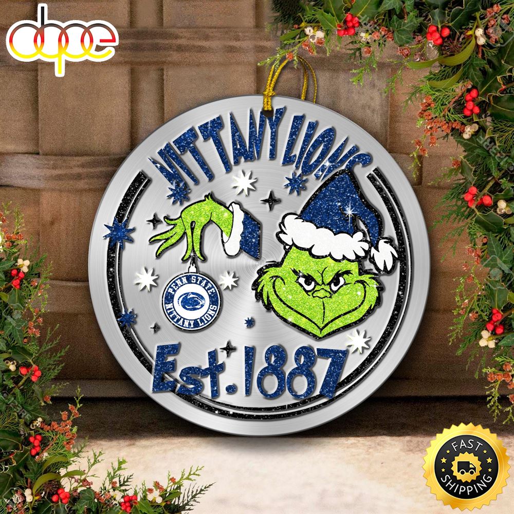 Penn State Nittany Lions Grinch Circle Ornaments Christmas Ph3o7y