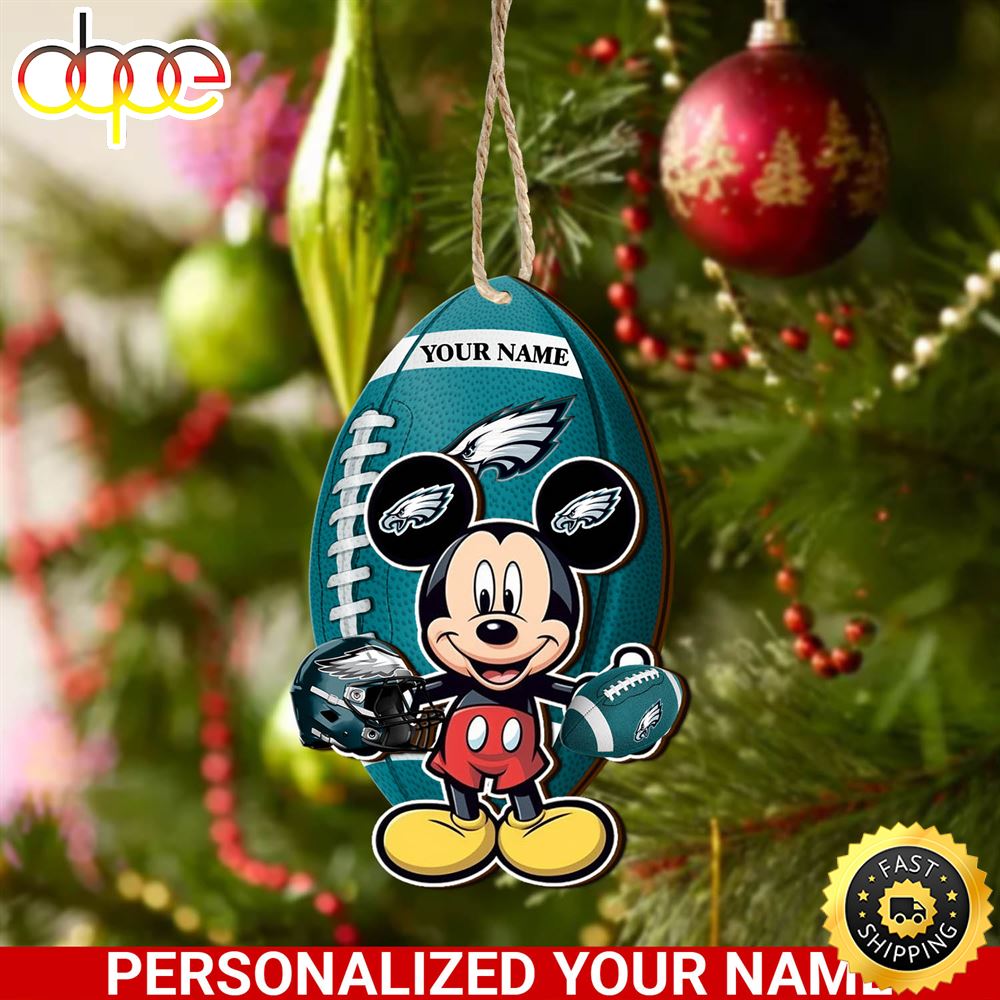 Philadelphia Eagles And Mickey Mouse Ornament Personalized Your Name