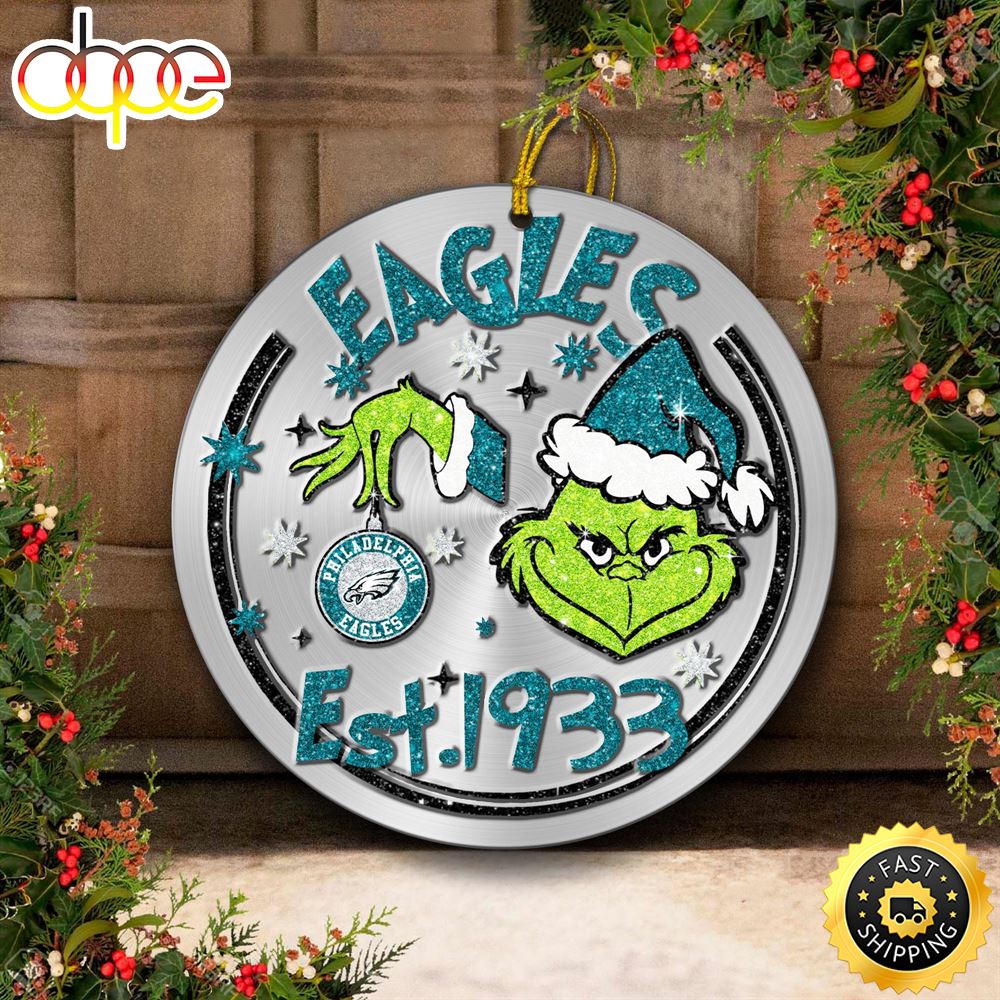 Philadelphia Eagles Grinch Circle Ornaments Christmas Rkatim