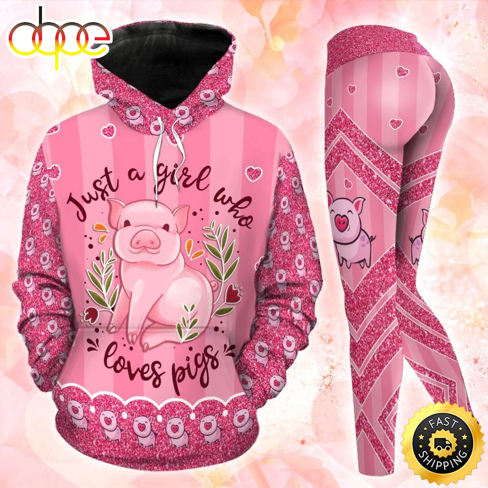 Pig Just A Girl Who Loves Pigs Pink All Over Print Leggings Hoodie Set Outfit For Women Bzrbdf.jpg