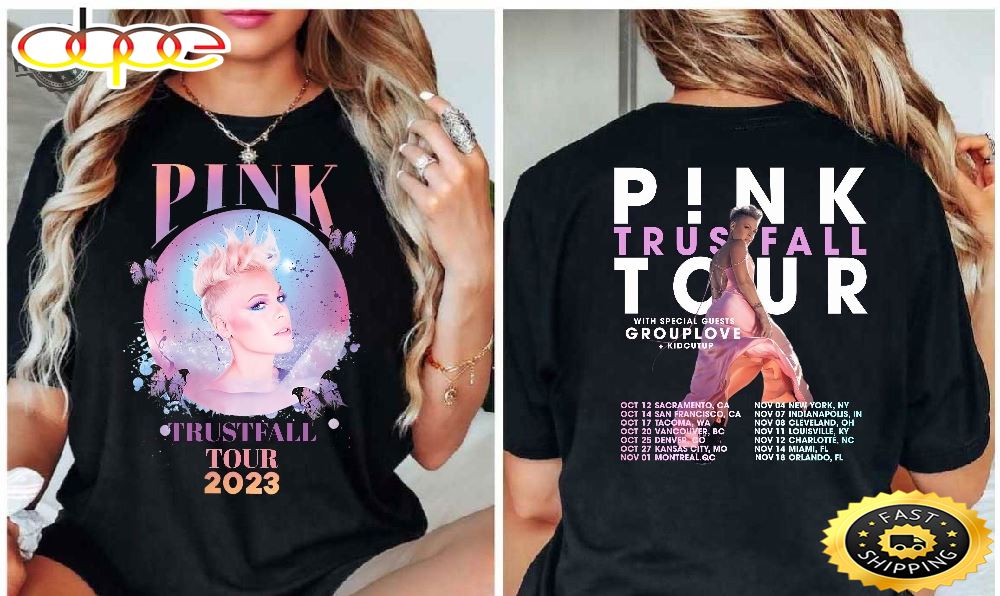 Pink Trustfall Tour 2023 Trustfall Album Tee Pink Singer Tour