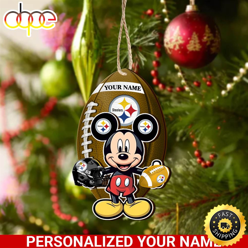 Pittsburgh Steelers And Mickey Mouse Ornament Personalized Your Name