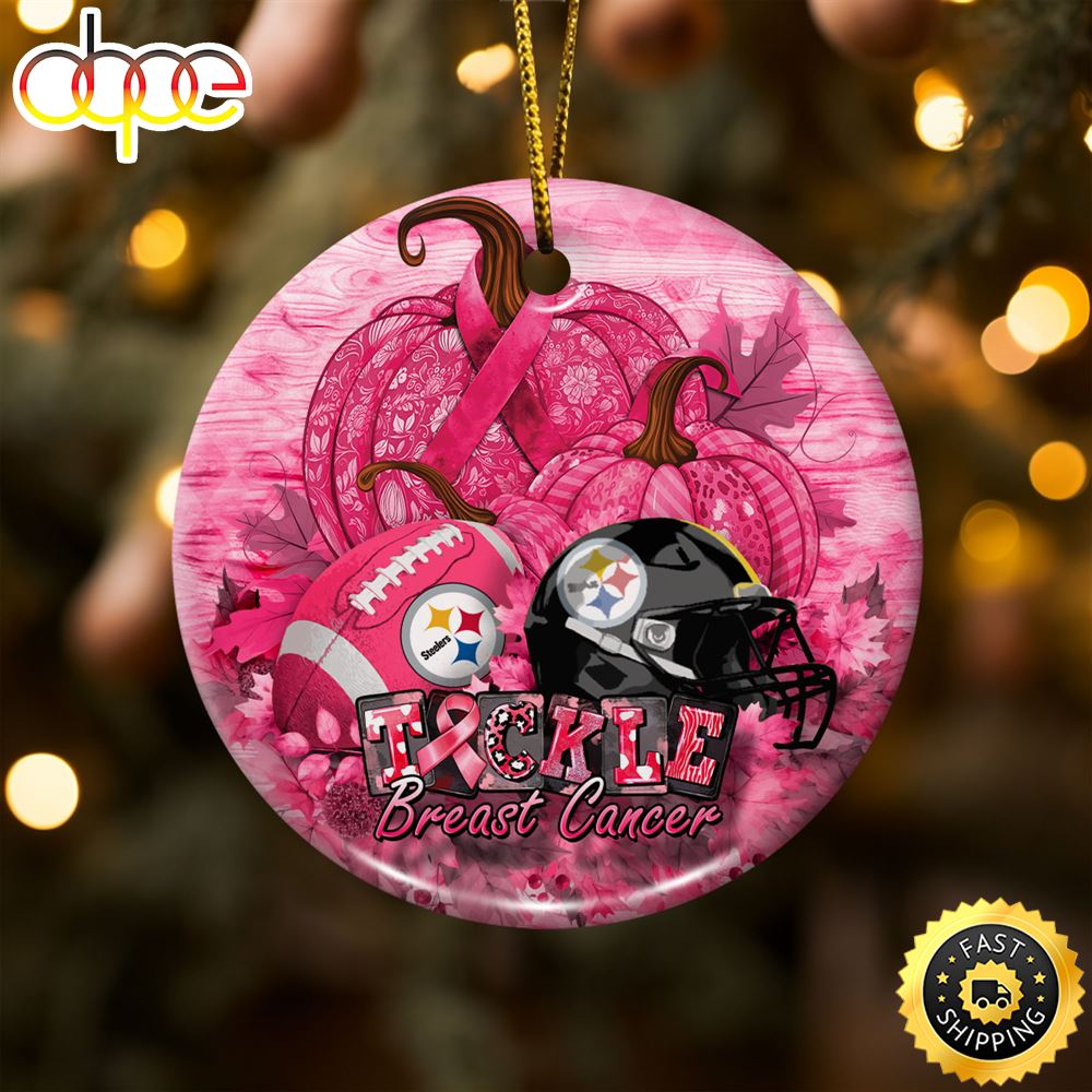 Pittsburgh Steelers Breast Cancer And Sport Team Ceramic Ornament Mdxkjh