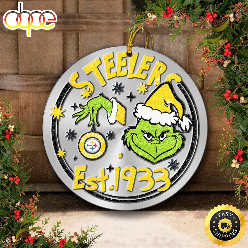 Pittsburgh Steelers Grinch Circle Ornaments Christmas Ewfgpu