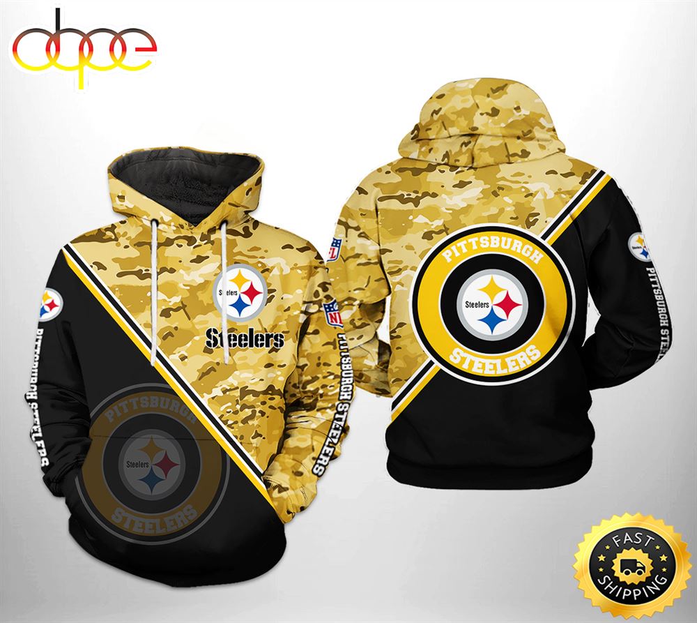 Pittsburgh Steelers NFL Camo Team 3D Printed HoodieZipper Hoodie –