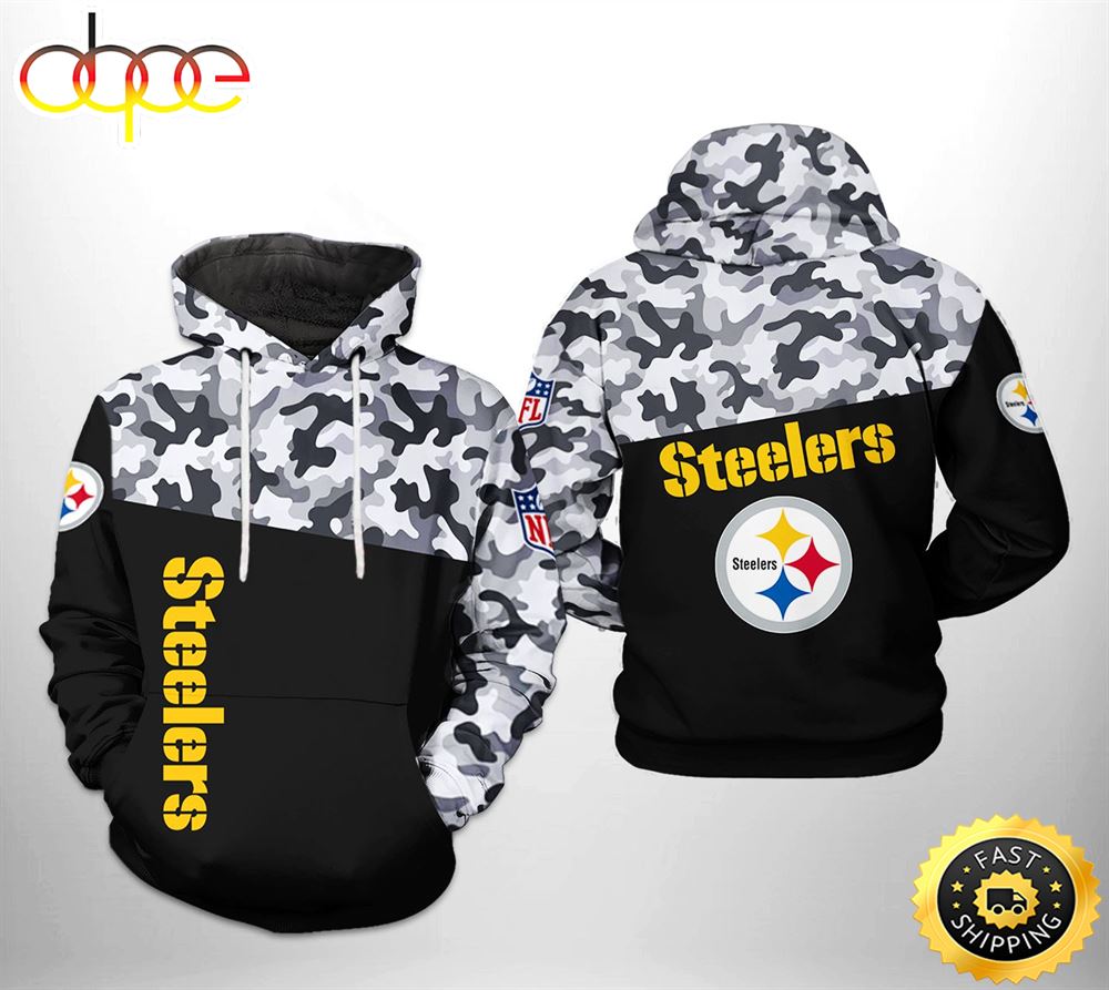 Pittsburgh Steelers NFL Camo Veteran Team 3D Printed HoodieZipper Hoodie