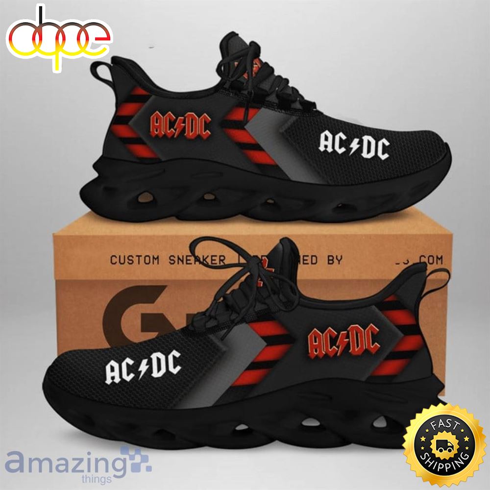 Red And Black Acdc Band Max Soul Sneakers Rock Music Shoes For Fans