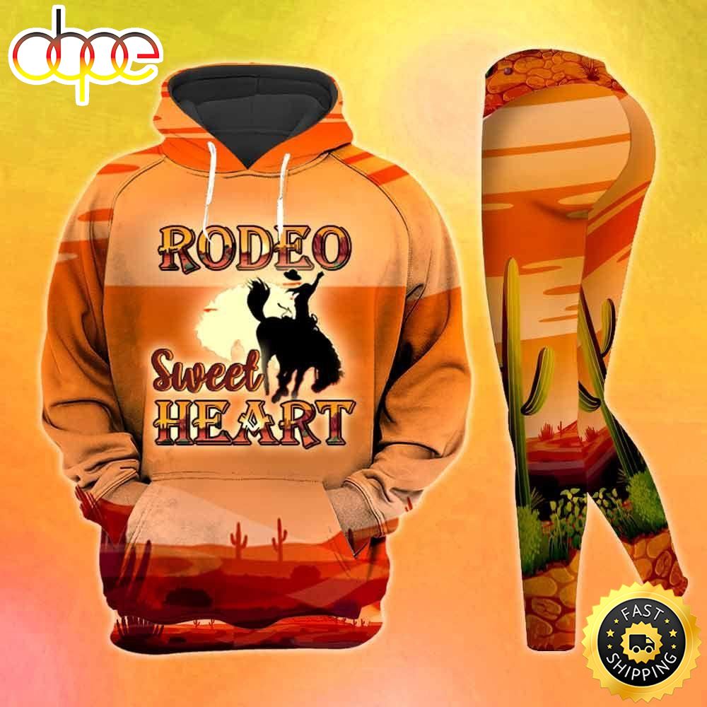Rodeo Girl All Over Print Leggings Hoodie Set Outfit For Women