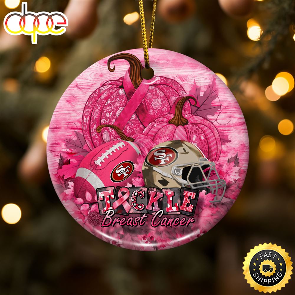 San Francisco 49ers Breast Cancer And Sport Team Ceramic Ornament Loopkc
