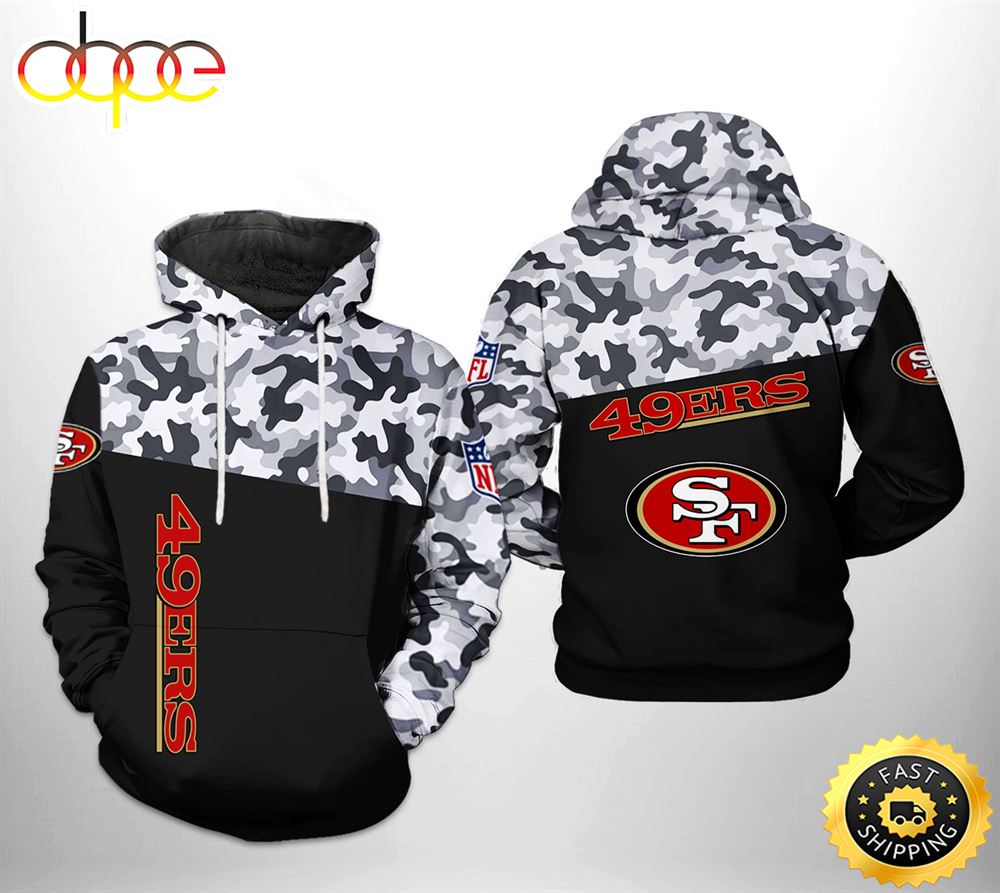 San Francisco 49ers NFL Camo Veteran Team 3D Printed HoodieZipper Hoodie