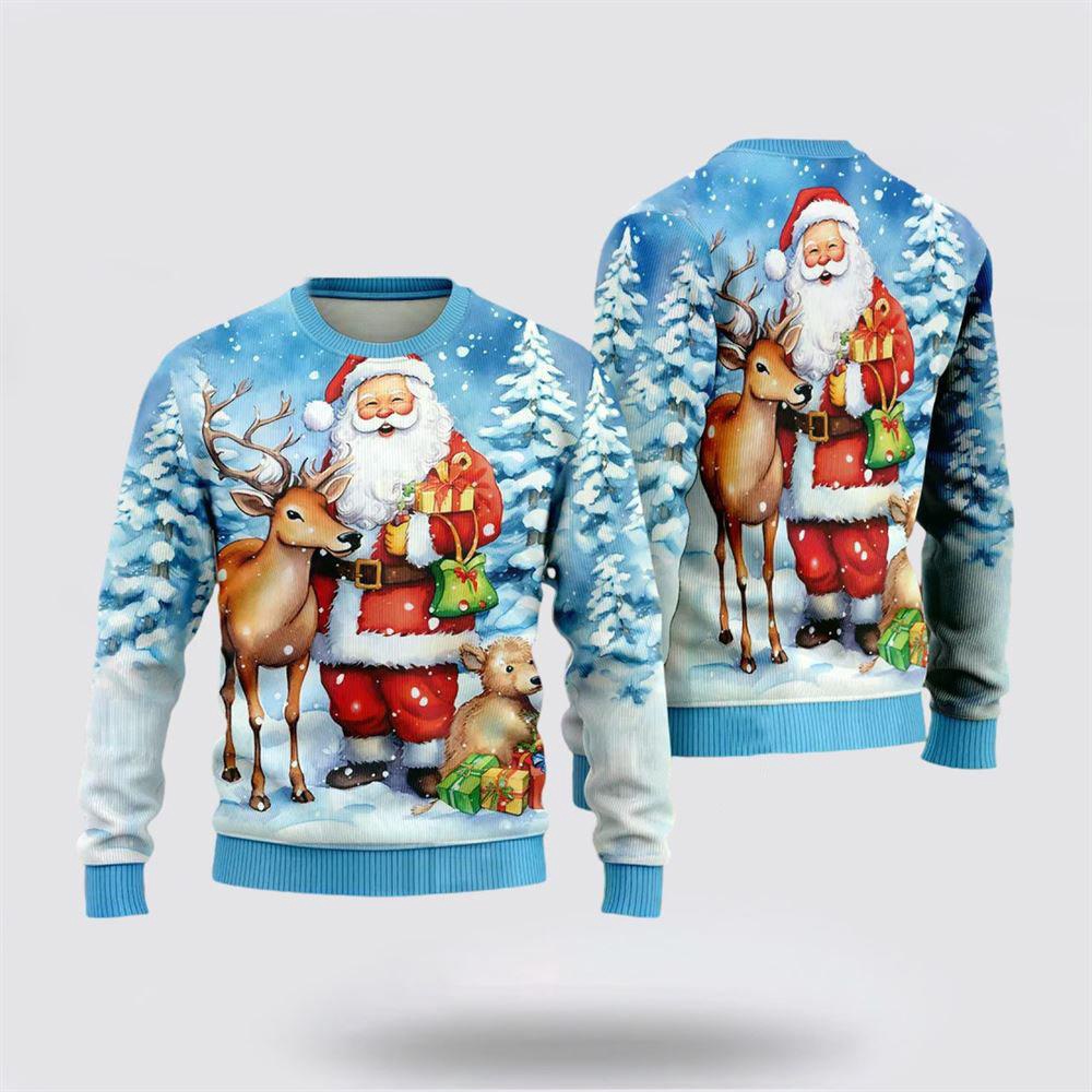 Santa And Reindeer Ugly Christmas Sweaters Funny Santa Sweaters 1 Sweater Hjpztj.jpg