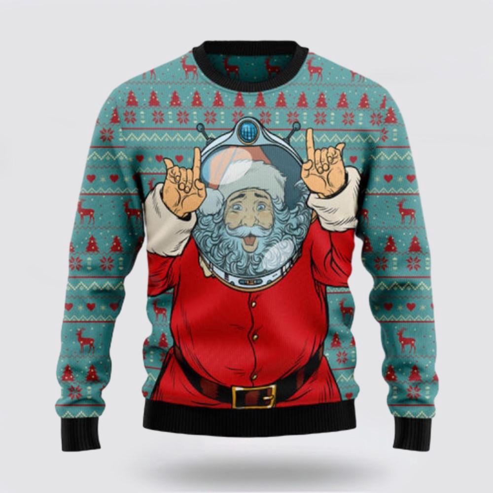 Santa Claus Astronaut Ugly Sweater Funny Santa Sweaters 1 Sweater G6qadq.jpg