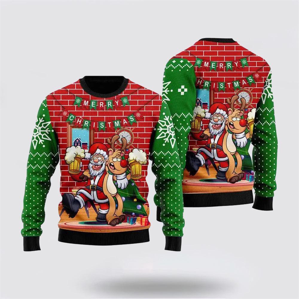 Santa Claus Drunk Merry Xmas Funny Ugly Christmas Sweater 1 Sweater Fug5y2.jpg
