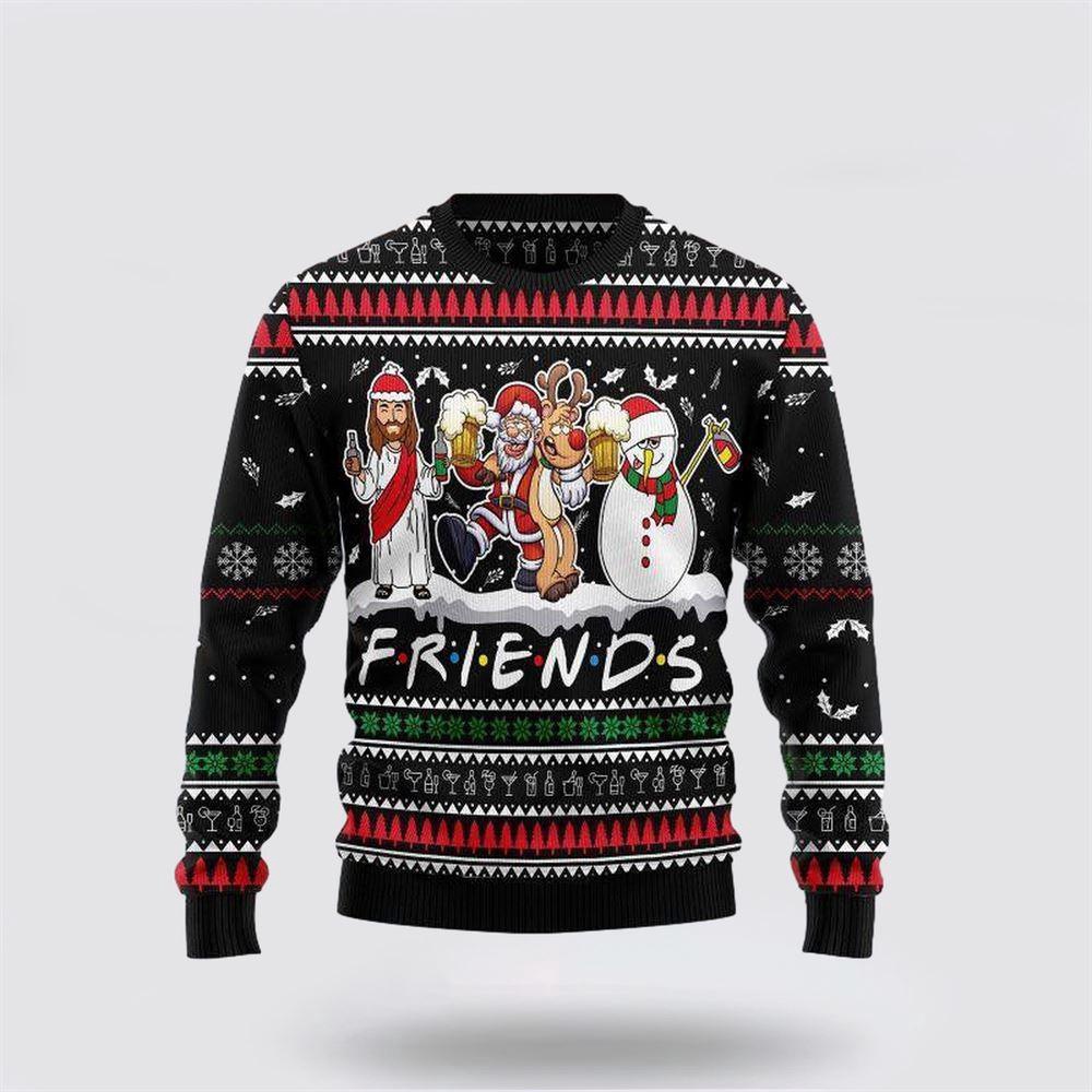 Santa Claus Jesus Friends Ugly Christmas Sweater 1 Sweater Zjtt3z.jpg