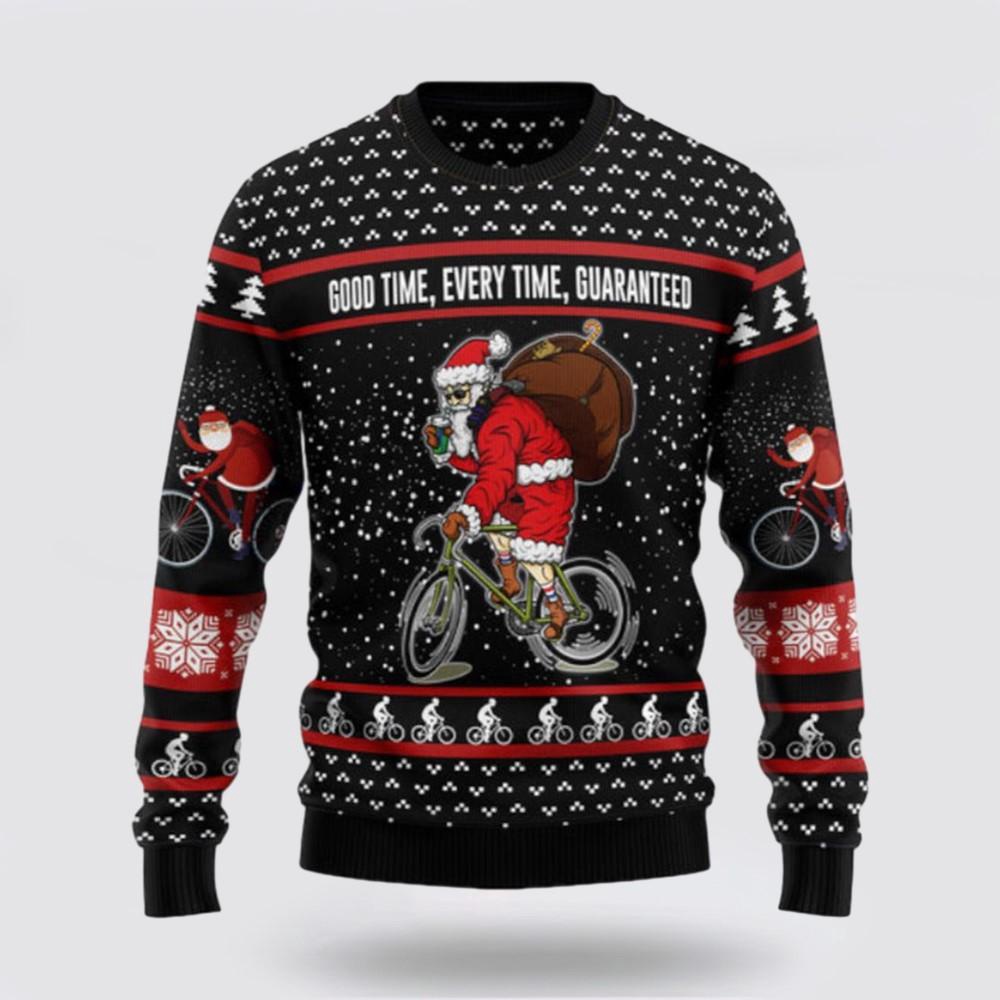 Santa Claus Love Biking Ugly Sweater Funny Santa Sweaters 1 Sweater Yuocjh.jpg