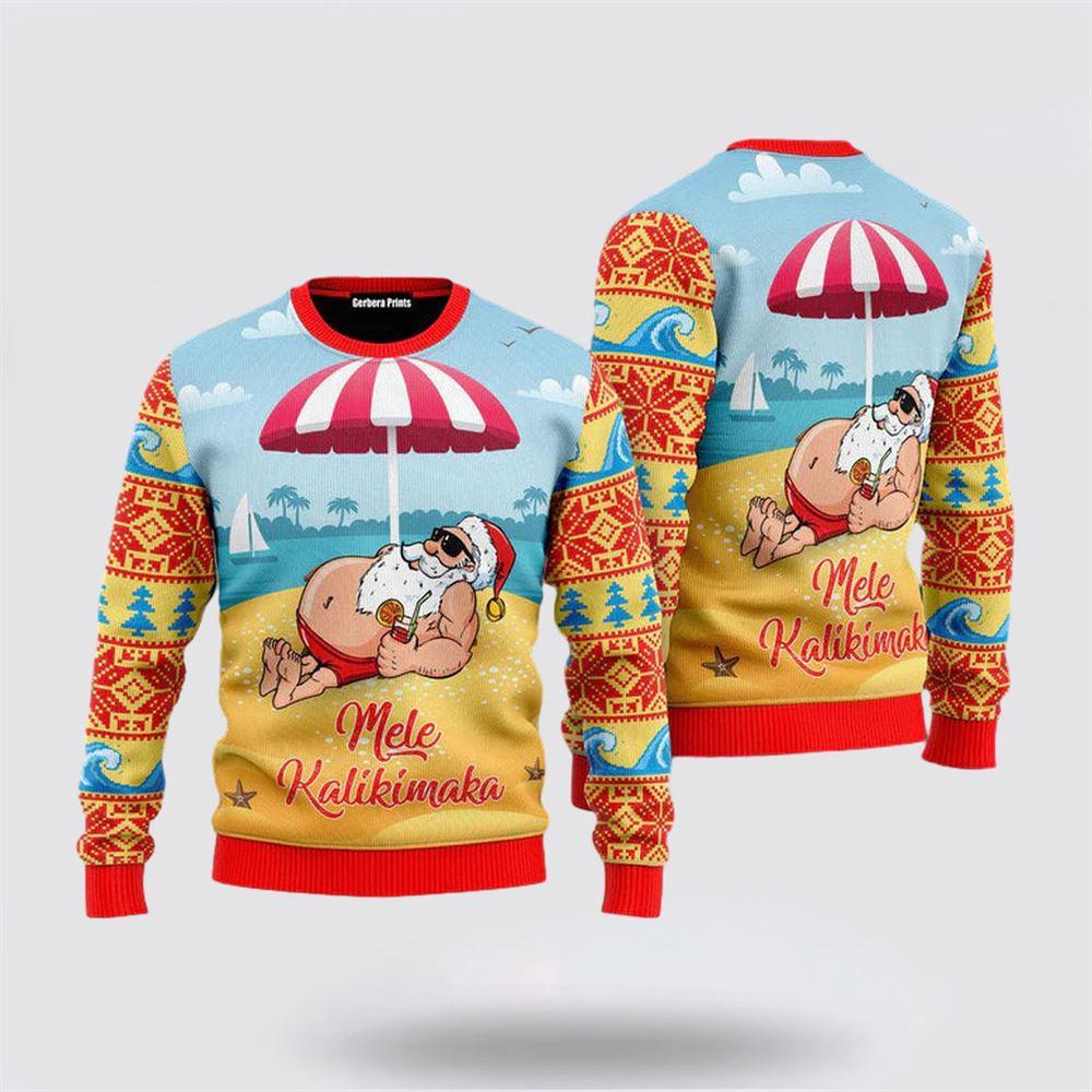 Santa Claus Mele Kalikimaka Beach Ugly Christmas 3D Sweater 1 Sweater N5j7ou.jpg