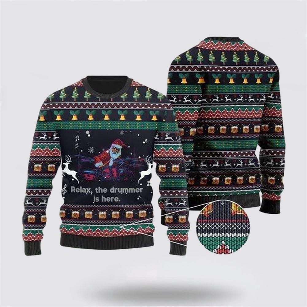 Santa Claus Plays Drum Ugly Christmas Sweater 1 Sweater Xosqwh.jpg