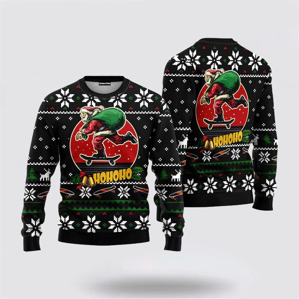 Santa Claus Skateboard 3D Ugly Christmas Sweater 1 Sweater Sqzwl6.jpg