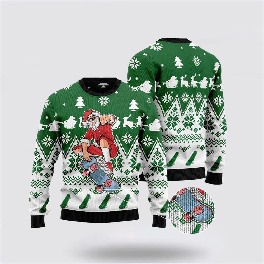 Santa Claus Skateboarding Ugly Christmas Sweater 1 Tee P6ytdr.jpg