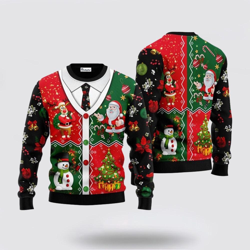 Santa Claus Snowman Reindeer Ugly Sweater Funny Santa Sweaters 1 Sweater Zqkrin.jpg