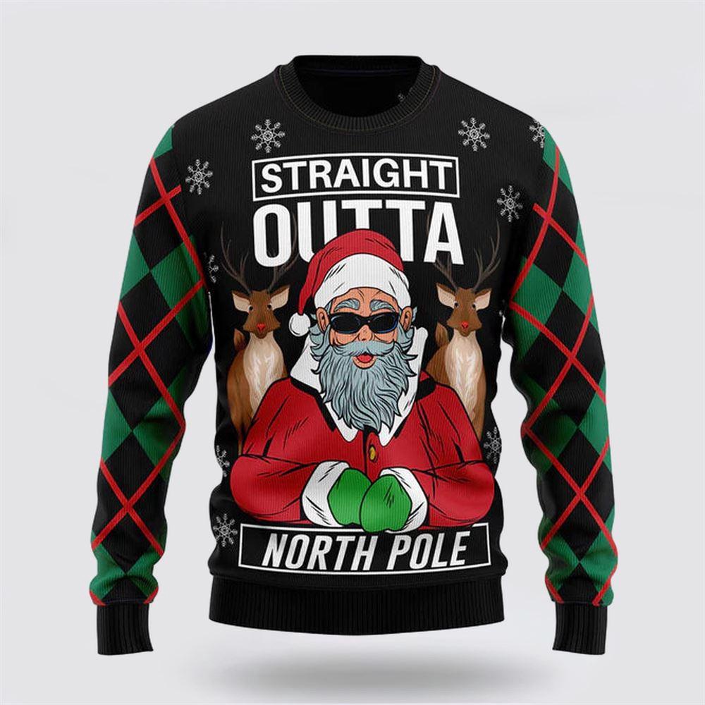 Santa Claus Straight Outta North Pole Ugly Christmas Sweater 1 Sweater Elpn7j.jpg