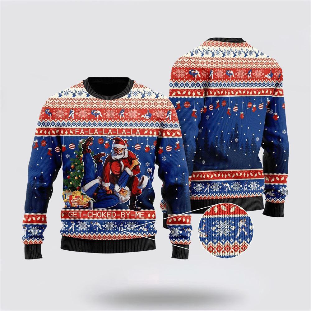 Santa Claus With Sayings FA LA LA LA LA Ugly Christmas Sweater 1 Sweater Qam4vn.jpg