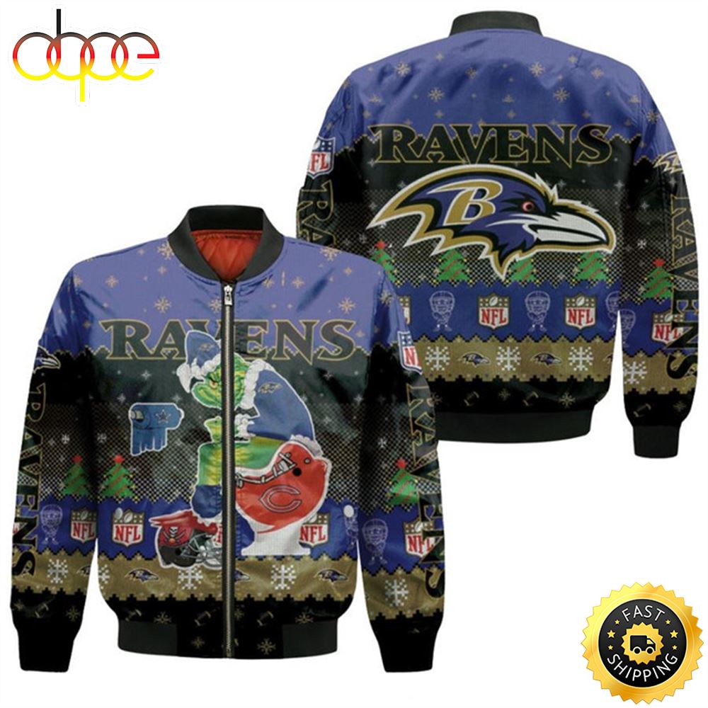 Santa Grinch Baltimore Ravens Sitting On Bears Cowboys Buccaneers Toilet Christmas Gift For Ravens Fans Bomber Jacket A9wyvf.jpg