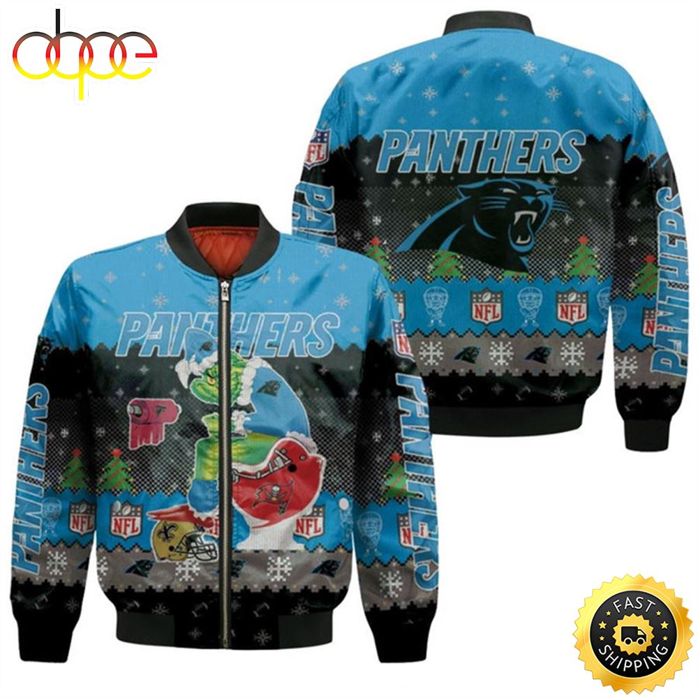 Santa Grinch Carolina Panthers Sitting On Buccaneers Falcons Saints Toilet Christmas Gift For Panthers Fans Bomber Jacket Hoxqer.jpg
