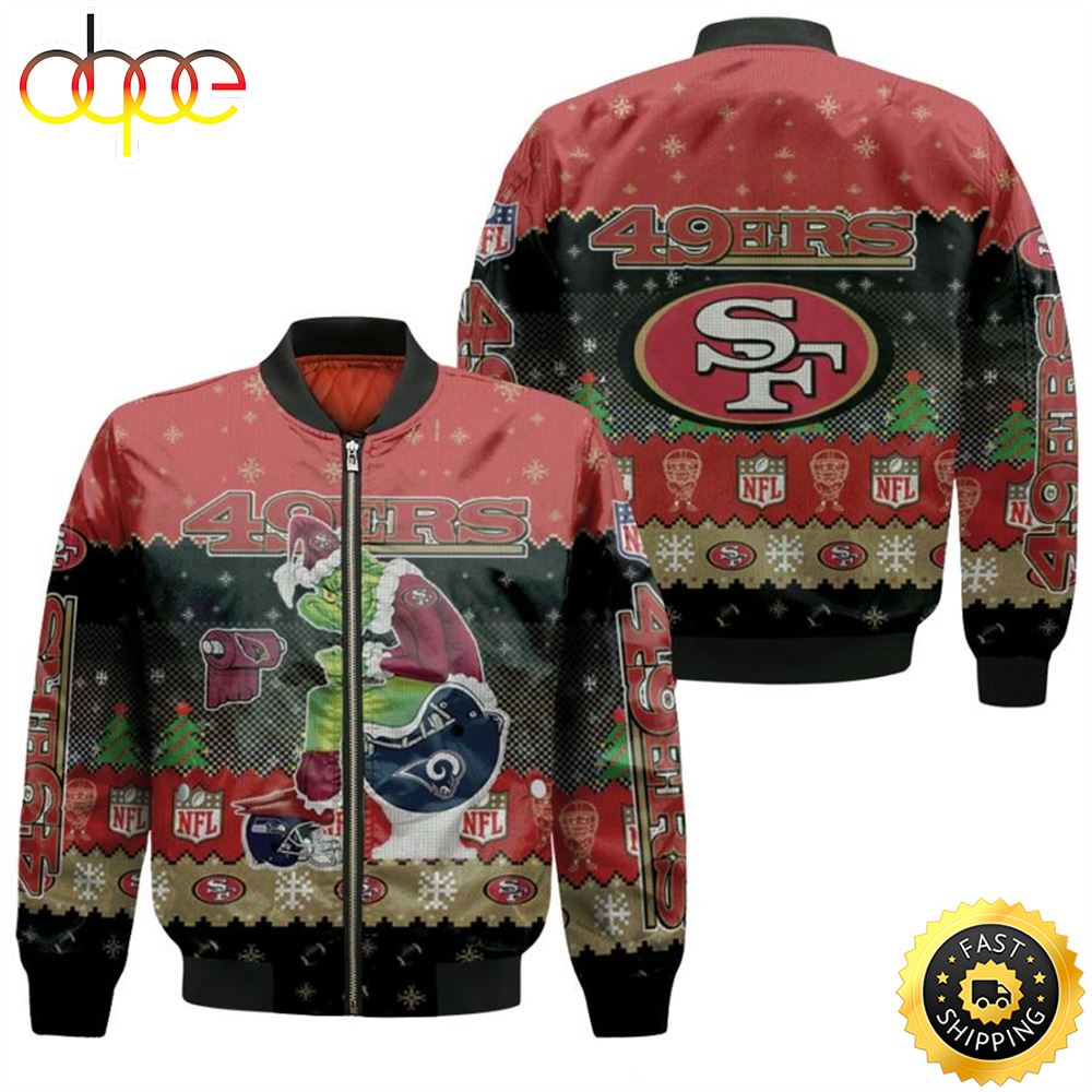 Santa Grinch San Francisco 49ers Sitting On Rams Cardinals Seahawks Toilet Christmas Gift For 49ers Fans Bomber Jacket Dqmhgt.jpg