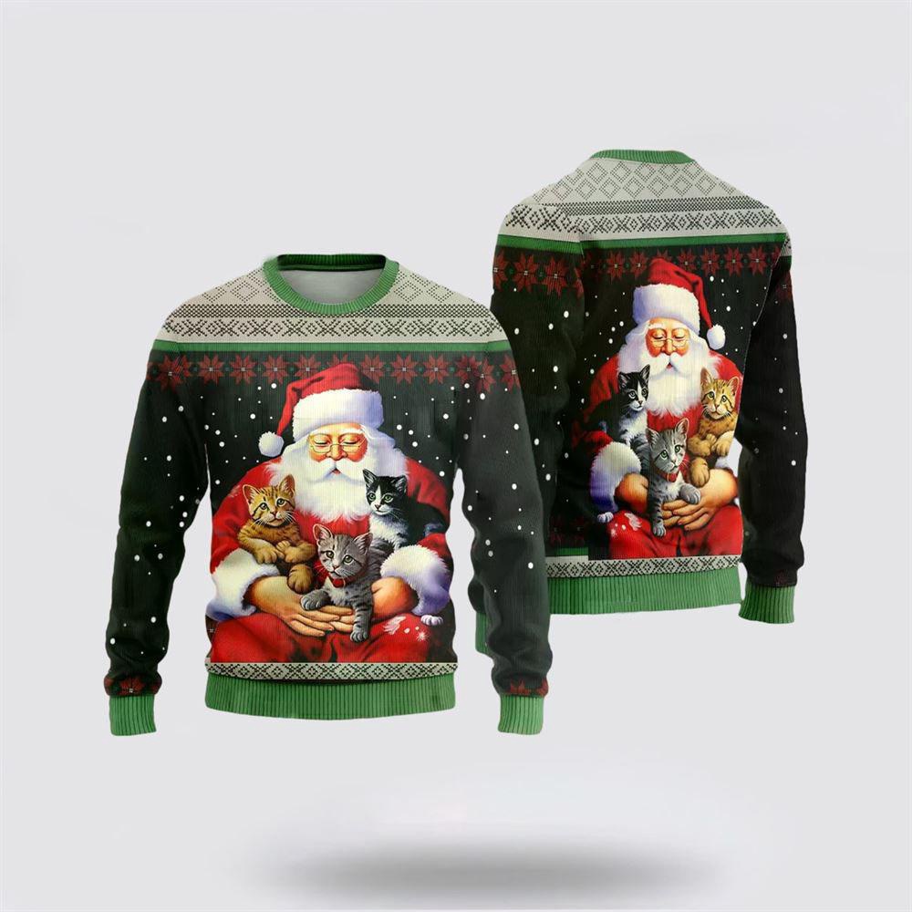 Santa Loves Cats Ugly Christmas Sweaters Funny Santa Sweaters 1 Sweater Tlhnfo.jpg