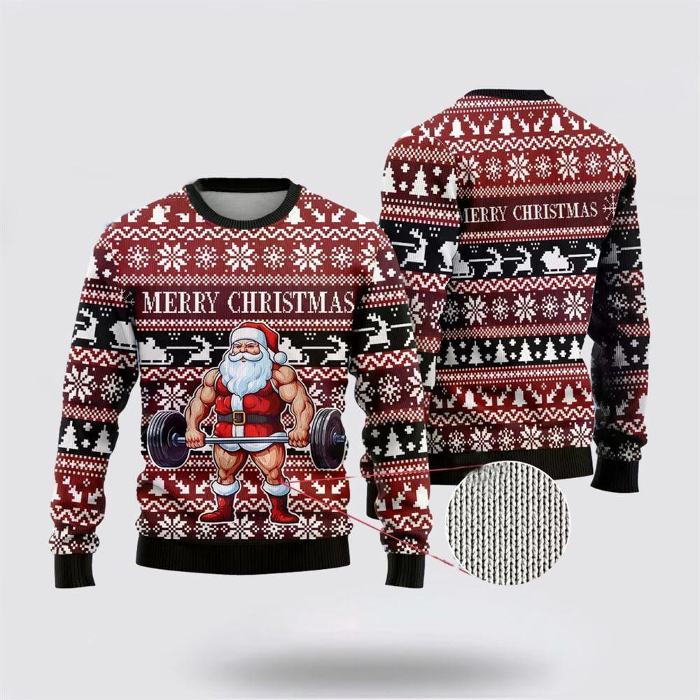 Santa Weightlifting Ugly Christmas Sweater Funny Santa Sweaters 1 Sweater P2m1jn.jpg