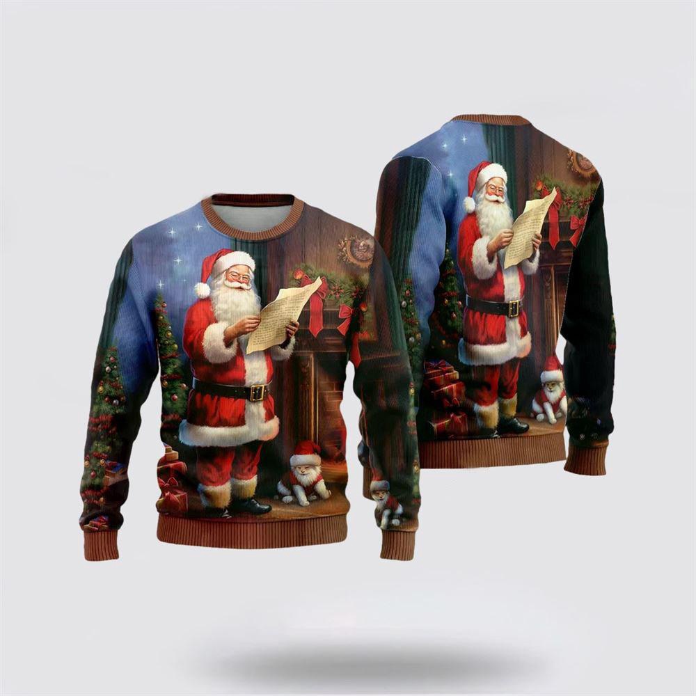 Santa Wishes List Ugly Christmas Sweaters Funny Santa Sweaters 1 Sweater Qyjmur.jpg