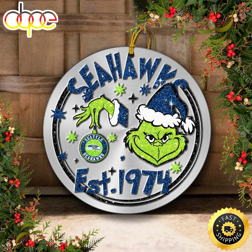 Seattle Seahawks Grinch Circle Ornaments Christmas Tnfofm