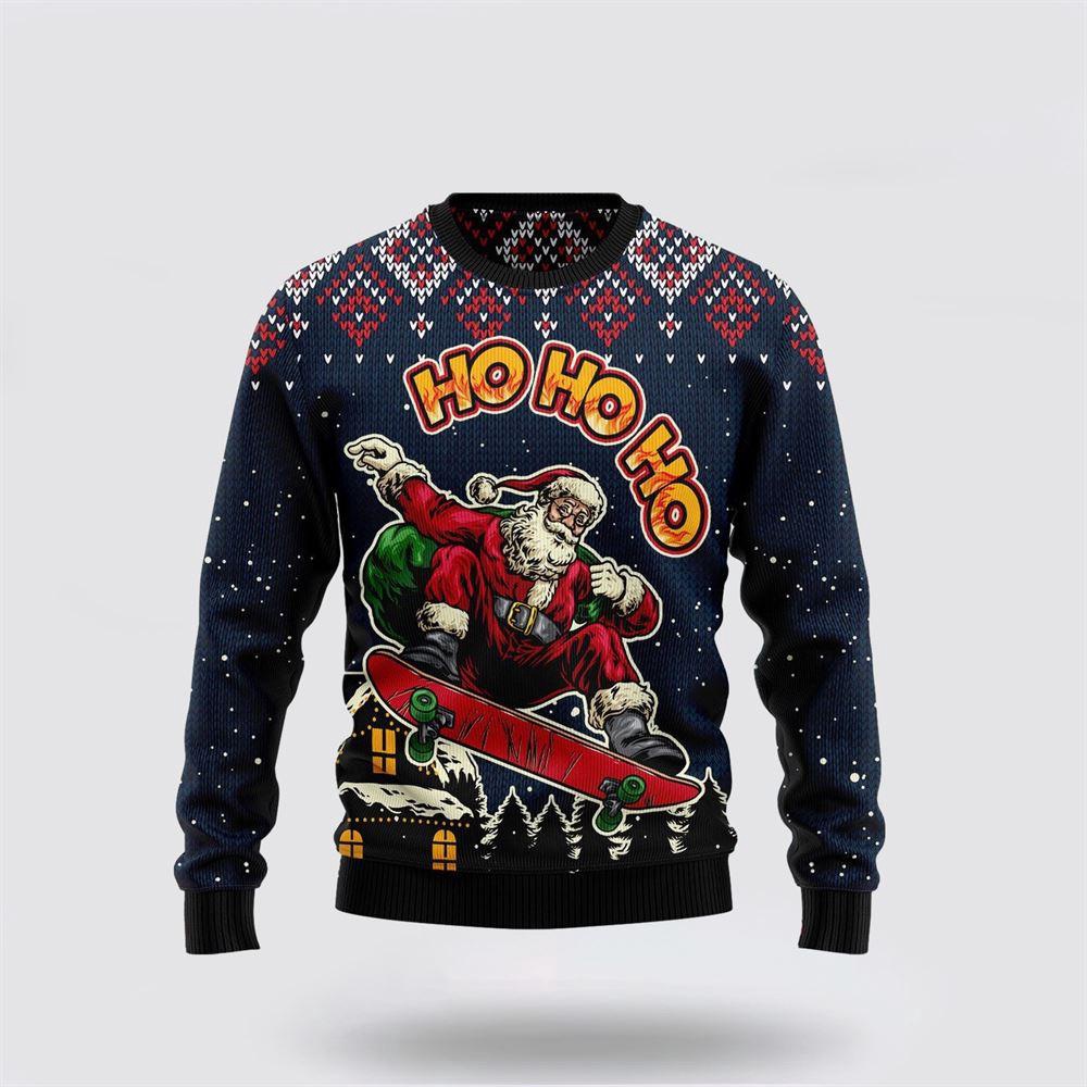 Skater Santa Claus Ho Ho Ho Ugly Christmas Sweater 1 Sweater Aotubr.jpg