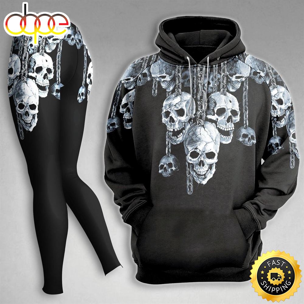 Skull Chain Gothic Combo Hoodie And Leggings