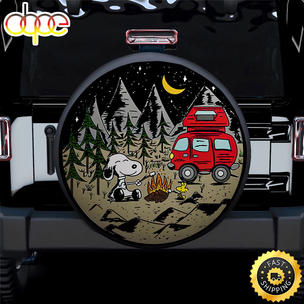 Snoopy Camping Night Sky Car Spare Tire Covers Gift For Campers Zinpet