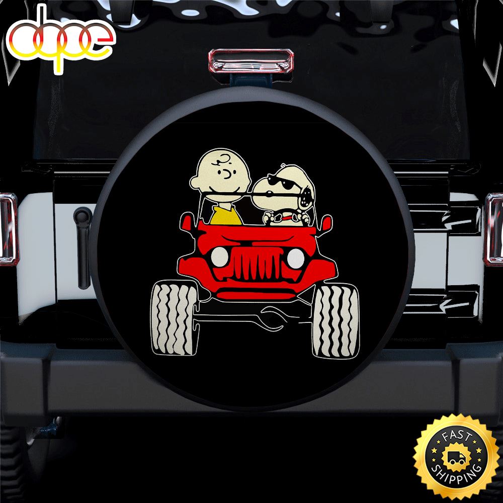 Snoopy Friends Driving Jeep Car Spare Tire Covers Gift For Campers Phaxpo