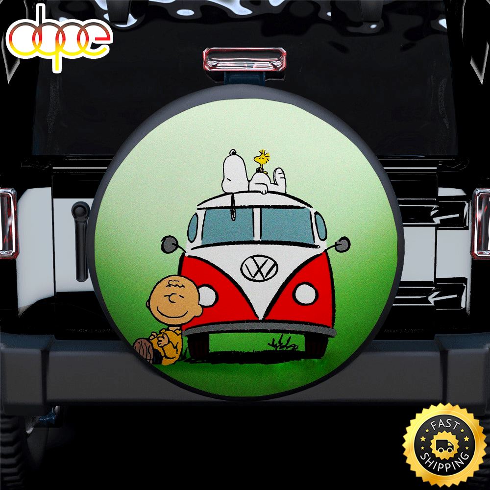 Snoopy Green Hippie Car Spare Tire Covers Gift For Campers V8u9rj