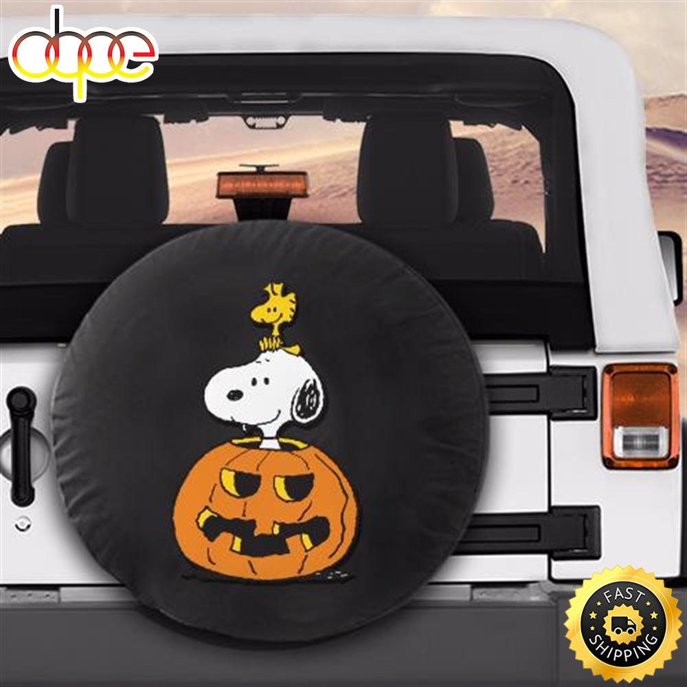 Snoopy Halloween Pumpkin Spare Car Tire Cover Zoc1as