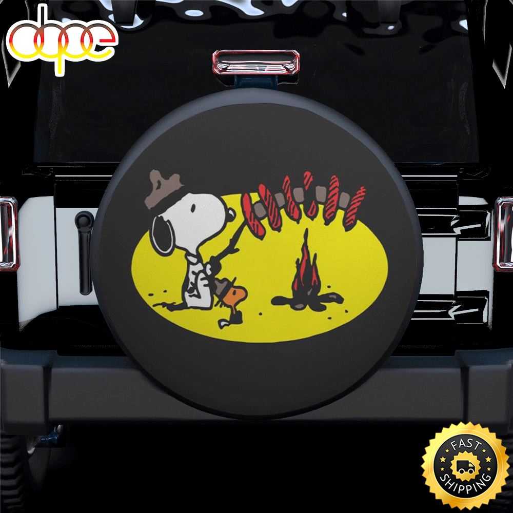 Snoopy Hot Dog Camping Fire Spare Tire Covers Gift For Campers Ca9ck8