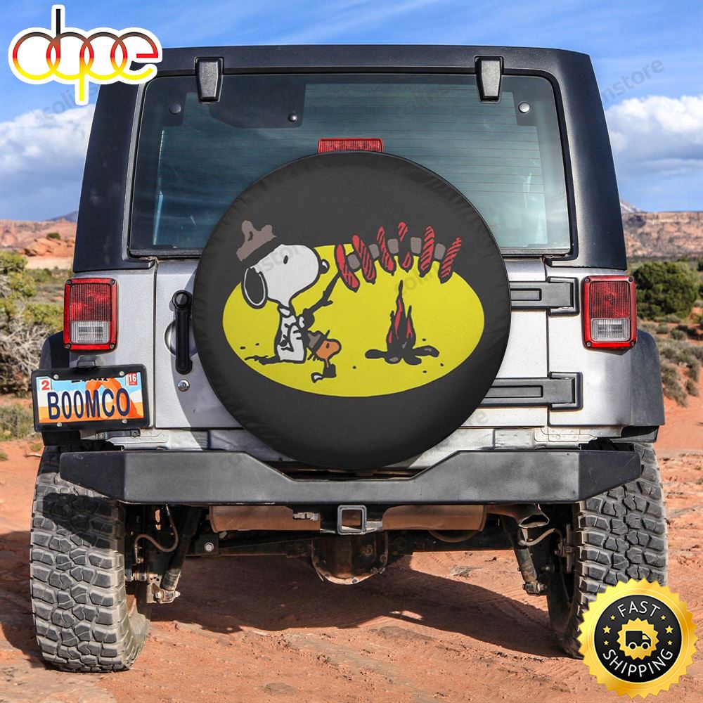 Snoopy Hot Dog Camping Fire Spare Tire Covers Gift For Campers Nnpaun