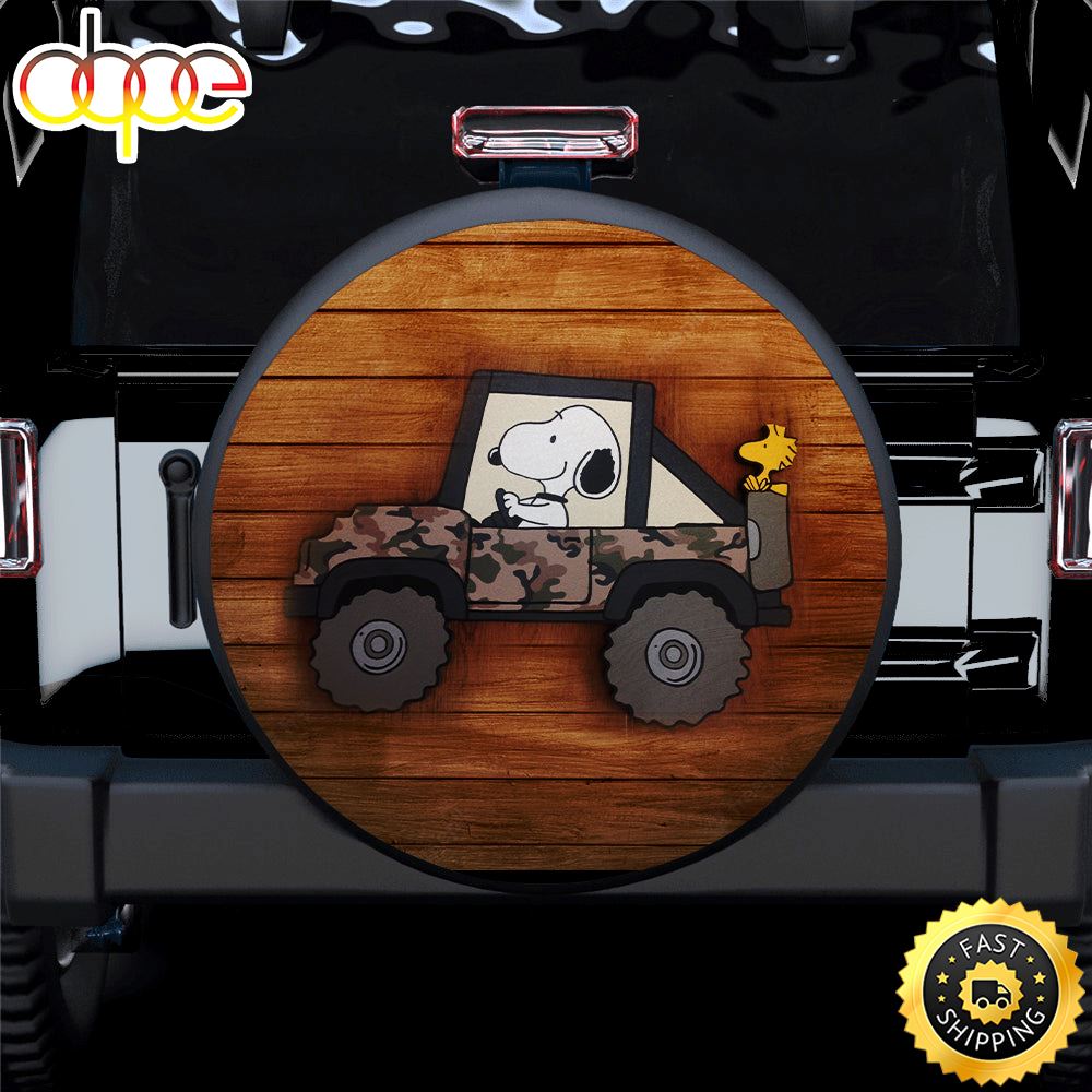 Snoopy Jeep Wood Car Spare Tire Covers Gift For Campers Z0eovl